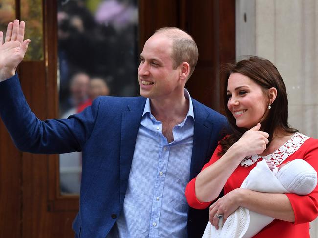 The couple’s third child was born at 11.01am local time, weighing 3.8 kilograms. Picture: AFP Photo / Ben Stansall