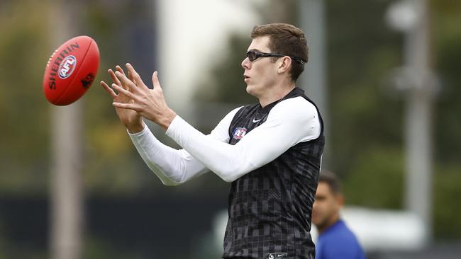 Mason Cox will return for Collingwood’s clash with Fremantle at Perth Stadium on Sunday. Picture: Getty Images