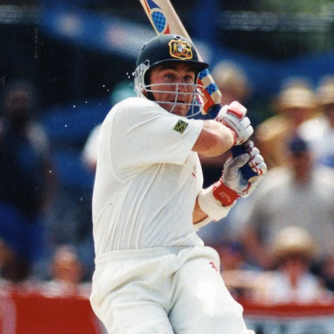 Michael Slater batting for Australia against England in Adelaide in January 1995.