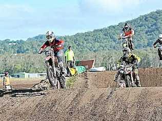 Action from the last round of the Intermediate Lites division at the Queensland Motocross Championships at Coolum. Picture: BRETT WORTMAN