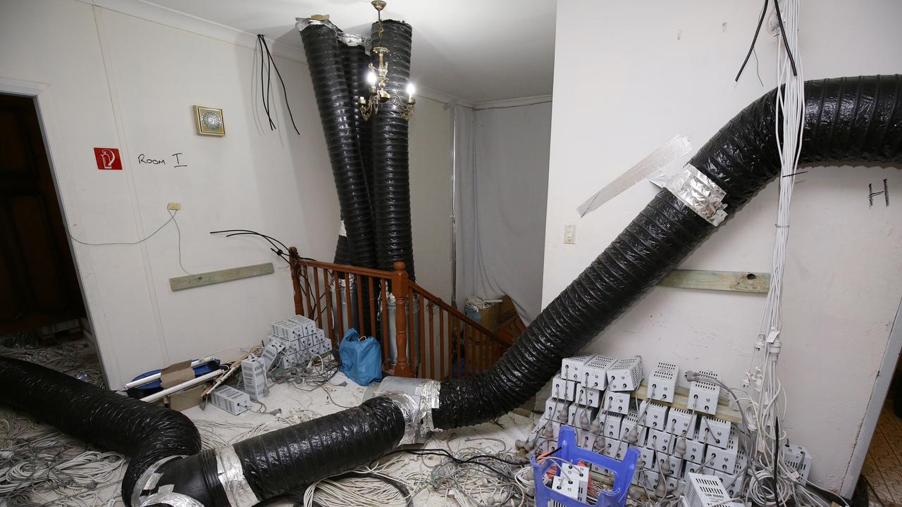 Pipes and electrical wires protruding from ceilings and walls in one of the houses police raided earlier this week.