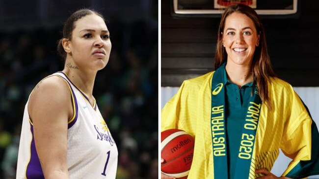 Liz Cambage and Jenna O'Hea.