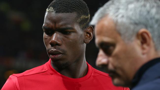 José Mourinho, right, with Manchester United’s Paul Pogba.