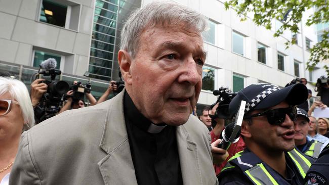 Cardinal George Pell leaving court today. He has been found guilty of historical sex abuse charges. Picture: Asanka Brendon Ratnayake/AFP