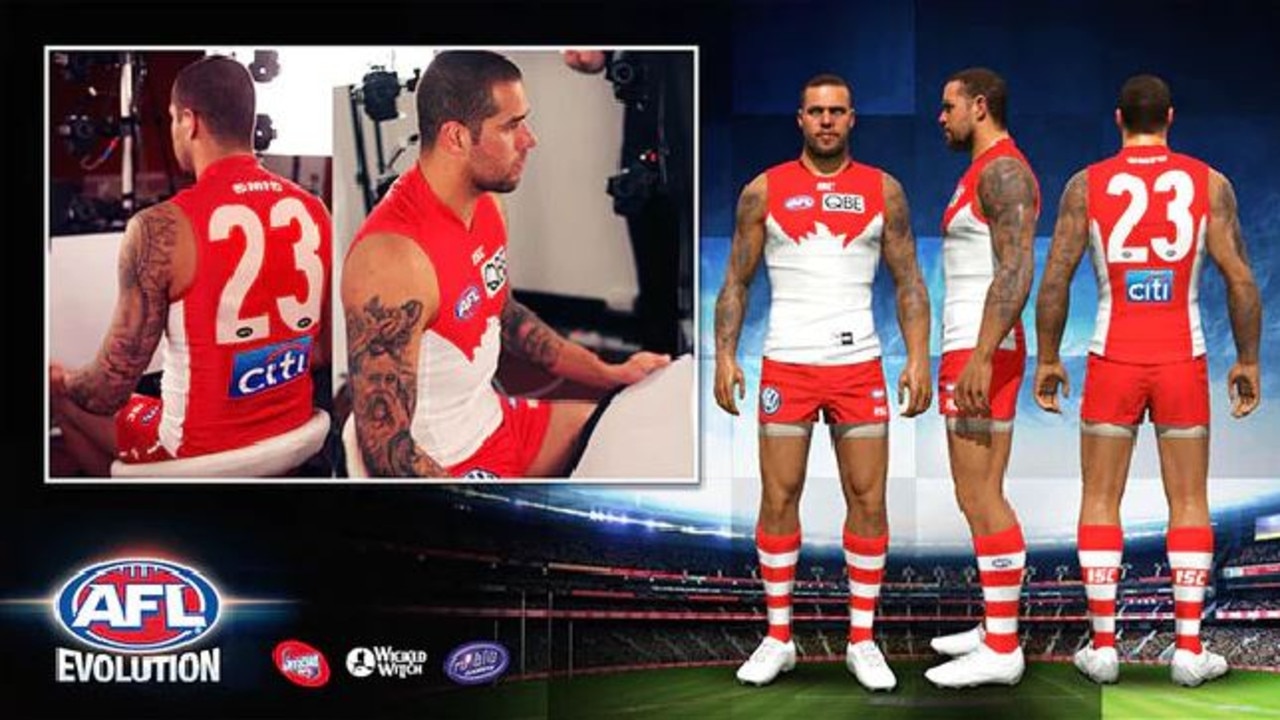 Lance Franklin's model from AFL Evolution. A sequel, AFL Evolution 2, is coming in 2019.