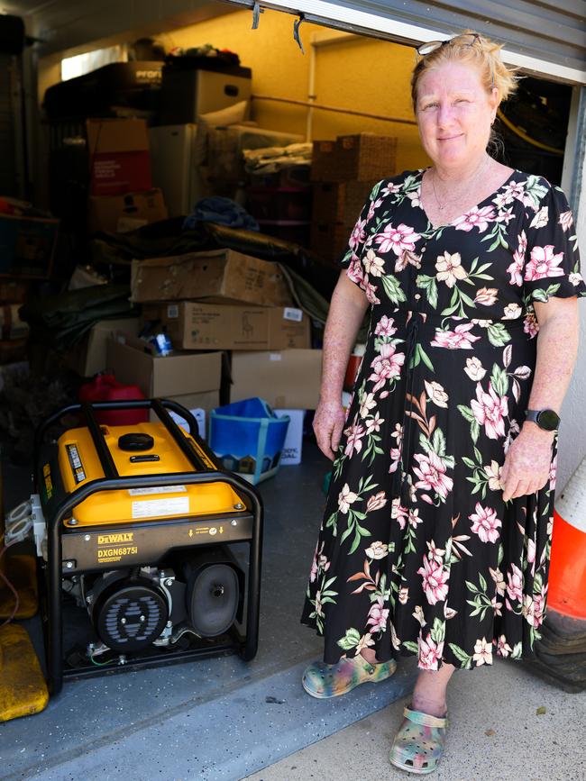 Michelle Steinbach with a donated generator set up in her garage. Picture: Nuno Avendano