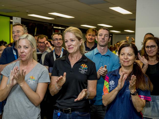 Gold Coast 2018 Commonwealth Games Corporation staff at the Games organising body’s headquarters at Ashmore TAFE. Picture: Jerad Williams