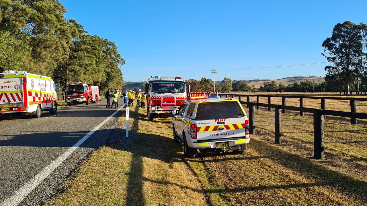 Jerry Plains horse float crash. Picture: Mangoola Rural Fire Brigade NSW