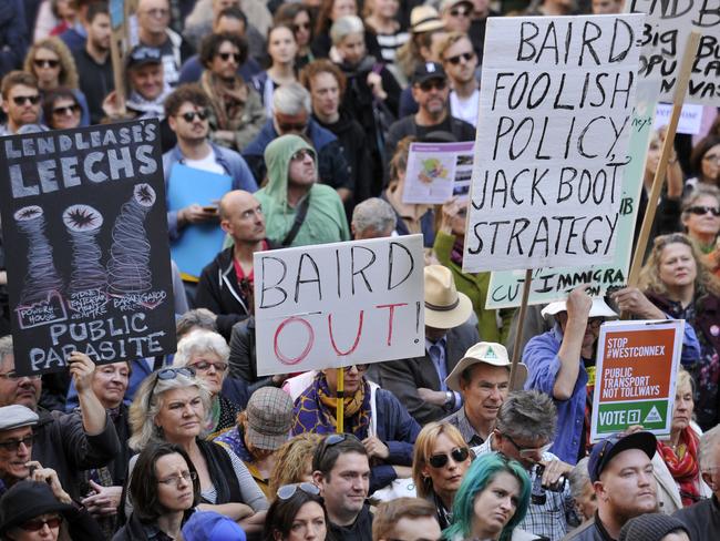 Protesters wanted Mike Baird out. Picture: Joel Carrett/AAP