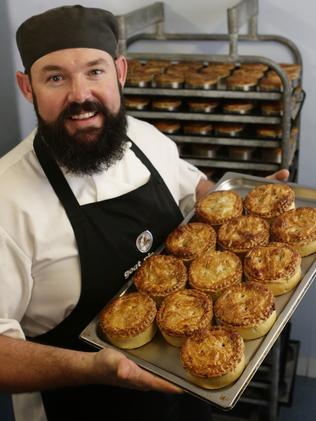 CM TASTE - Mick Hobson, aka the Goat Pie Guy, with 'Deluxe Goat Pies'. Pic Anthony Weate