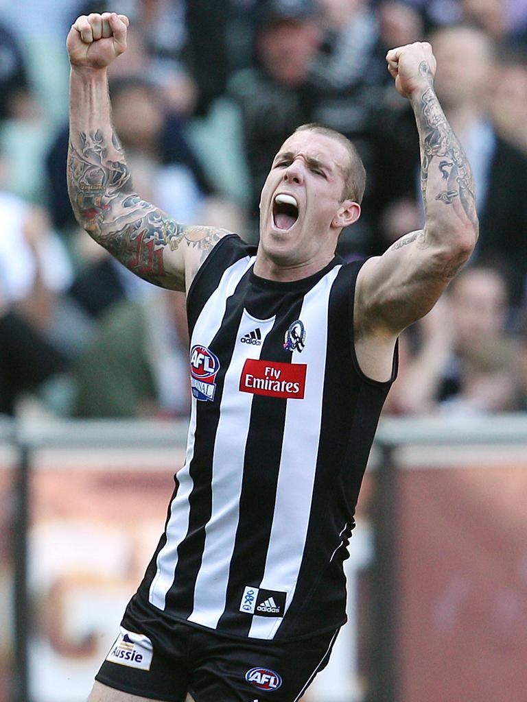 Dane Swan celebrates the match-sealing goal.