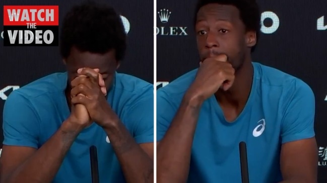 Gael Monfils breaks down at press conference