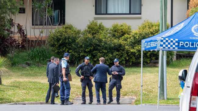 Police outside a home after Koloamatangi was hit four times by bullets in October. Picture: NewsWire / Simon Bullard