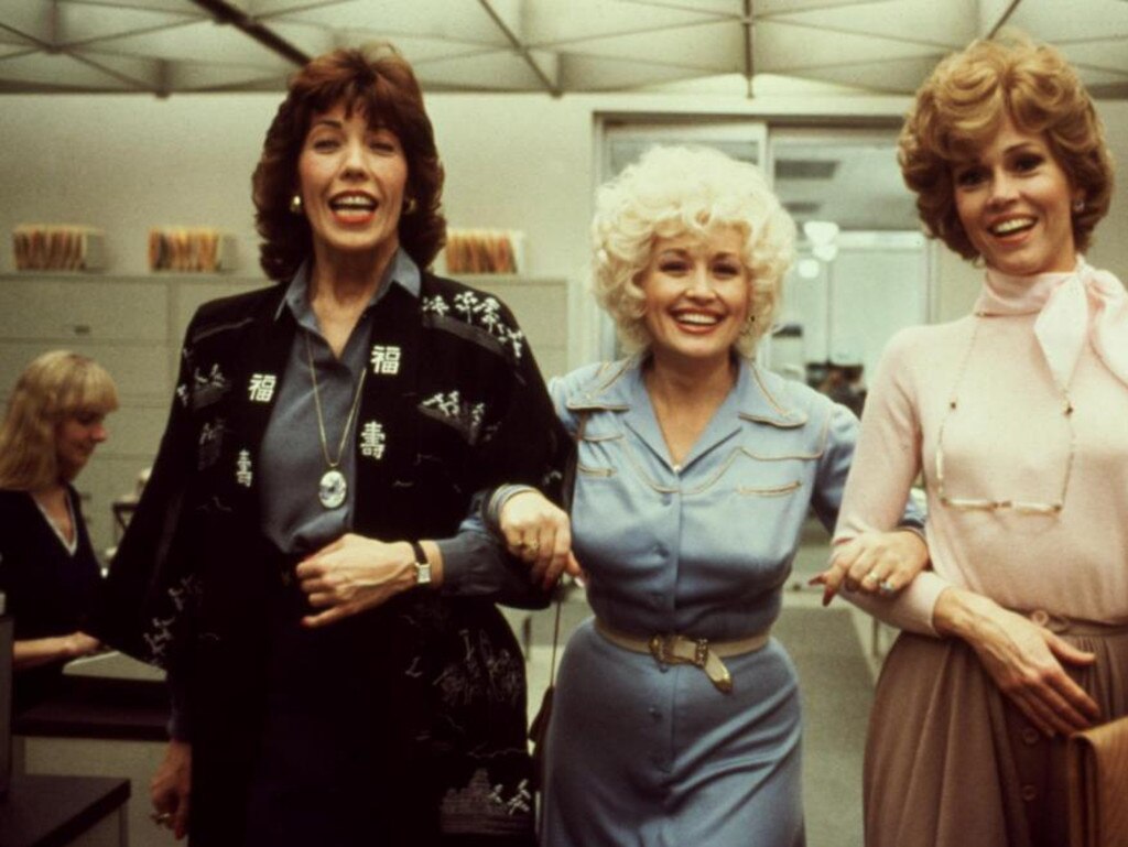 Nine To Five movie with Lily Tomlin, Dolly Parton, Jane Fonda, 1980, about women going out to work.