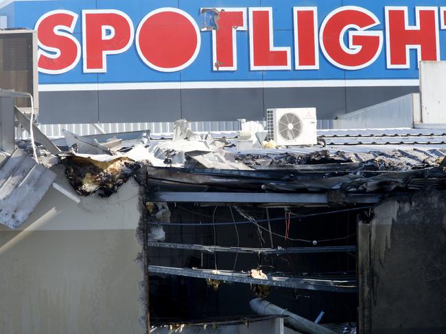 A close-up of the damage to the store. Picture: Mark Wilson