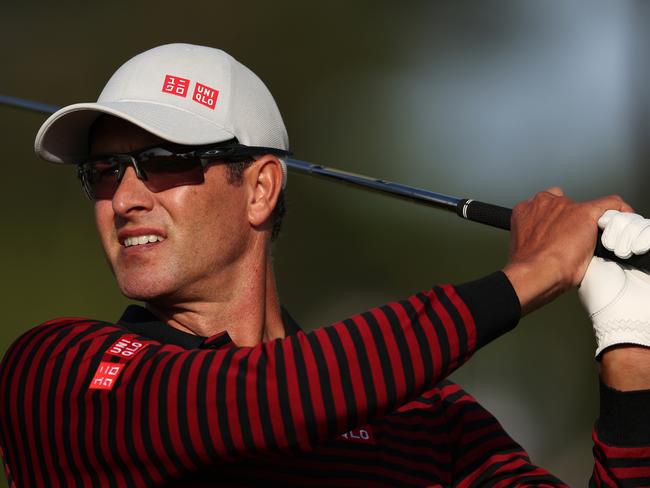 ROCHESTER, NEW YORK - MAY 18: Adam Scott of Australia plays his shot from the 11th tee during the first round of the 2023 PGA Championship at Oak Hill Country Club on May 18, 2023 in Rochester, New York. (Photo by Warren Little/Getty Images)