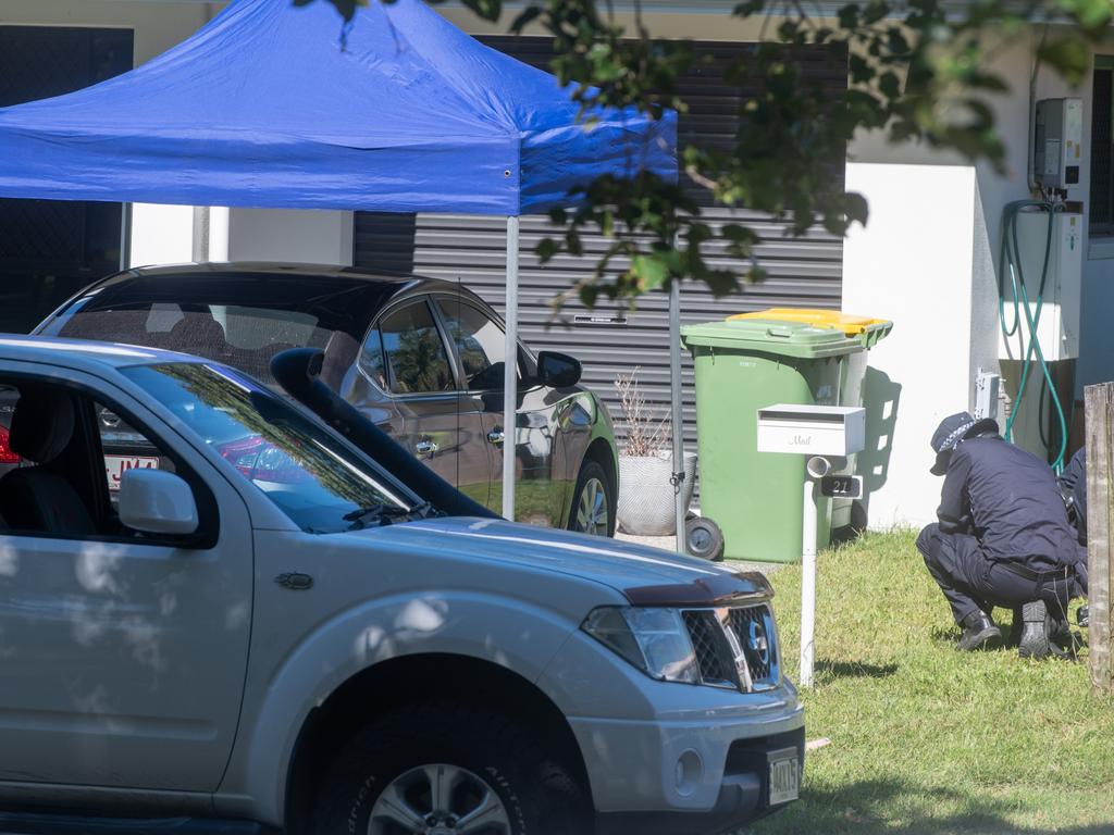 Forensic investigators at the scene of an alleged murder on Robb Pl, South Mackay on June 20, 2024. Ryan Cole has been taken into custody after allegedly killing Natalie Frahm, and attempting to kill James McGill on June 19, 2024. Picture: Michaela Harlow