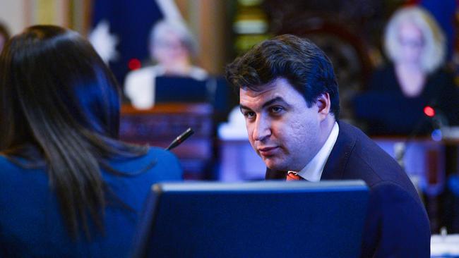 Councillor Alexander Hyde during an Adelaide City Council meeting. Picture: Brenton Edwards