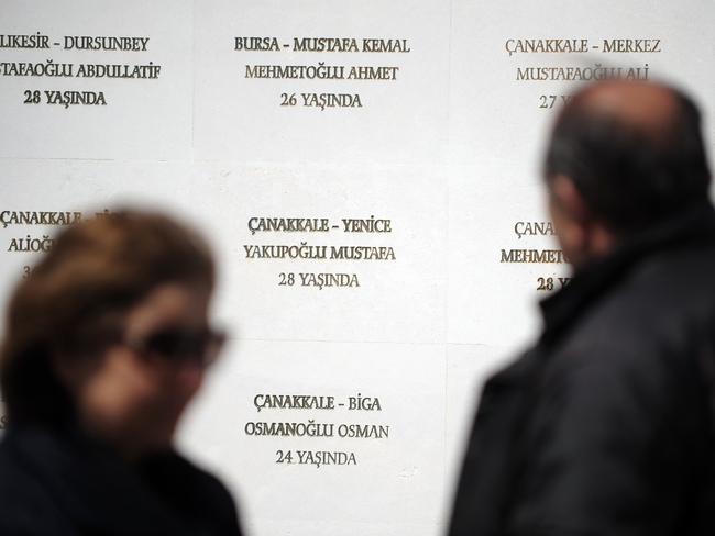 Bygone era ... A man looks at the names of dead Turkish soldiers at a Turkish cemetery on the Gallipoli peninsula in Canakkale Picture: Ozan Kose