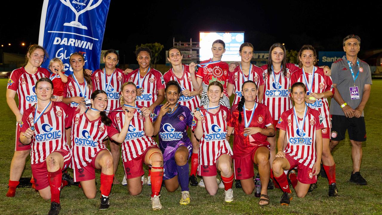 Action shots from the fifth annual GleNTi Cup between Hellenic AC and Darwin Olympic SC, June 3, 2025. Picture: Pema Tamang Pakhrin