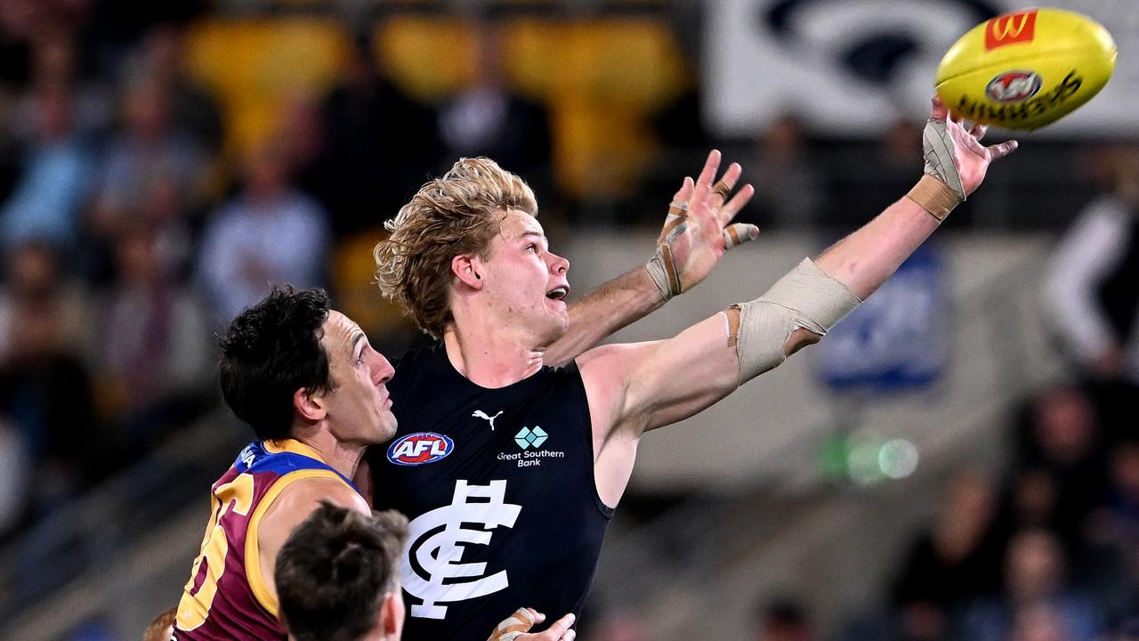 Promising Carlton tall Tom De Koning will be on Stephen Silvagni’s recruiting radar. Picture: Bradley Kanaris/Getty Images