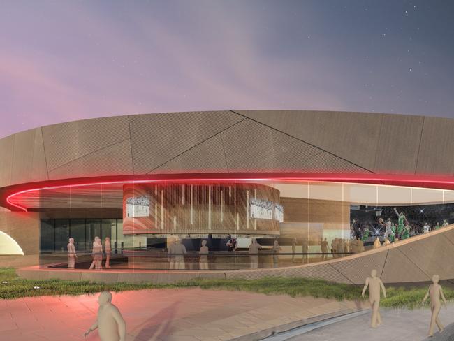 Artist impressions of the renovations to be undertaken on the old Derwent Entertainment Centre ahead of it hosting NBL basketball games. SUPPLIED