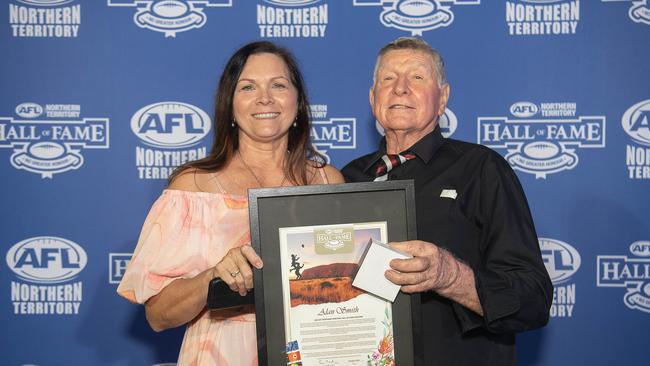 Natalie Valastro and Alan Smith at the 2023 AFLNT Hall of Fame. Picture: Pema Tamang Pakhrin