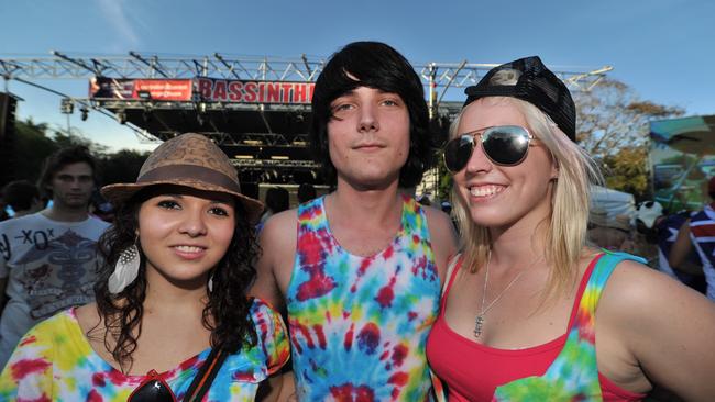 Simoa McKinnon, 17, David Usher, 18 and Brianny Johns, 19. Bassinthegrass 2011 at the Darwin Amphitheatre.