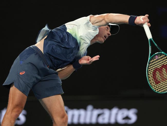 Alex de Minaur’s serve has improved – but is not yet a weapon in his arsenal. Picture: Getty