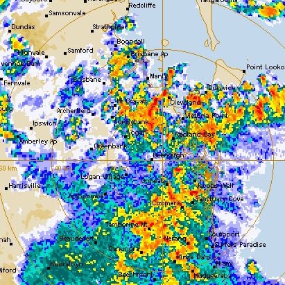 A snapshot of the Bureau of Meteorology's rain radar at 7.45am on Monday.