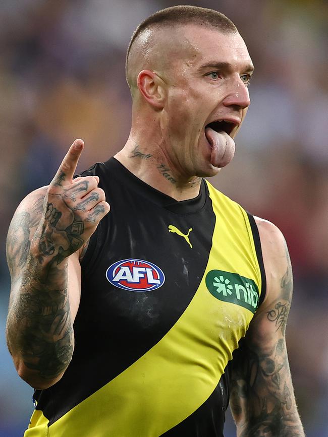 Dustin Martin celebrates a goal. Picture: Michael Klein