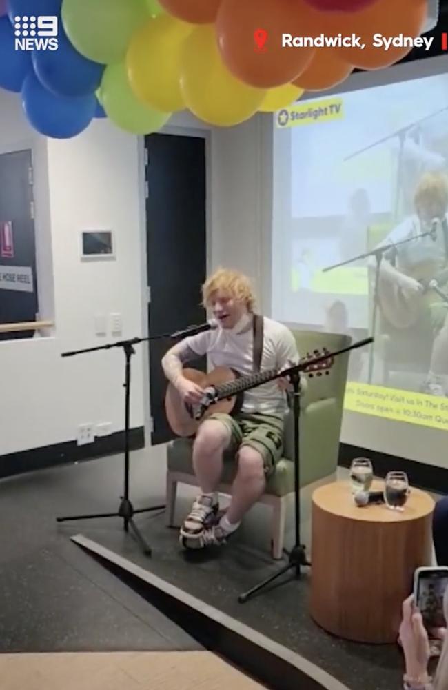 Sheeran performed an acoustic set at the Sydney Children's Hospital in Randwick on Saturday.