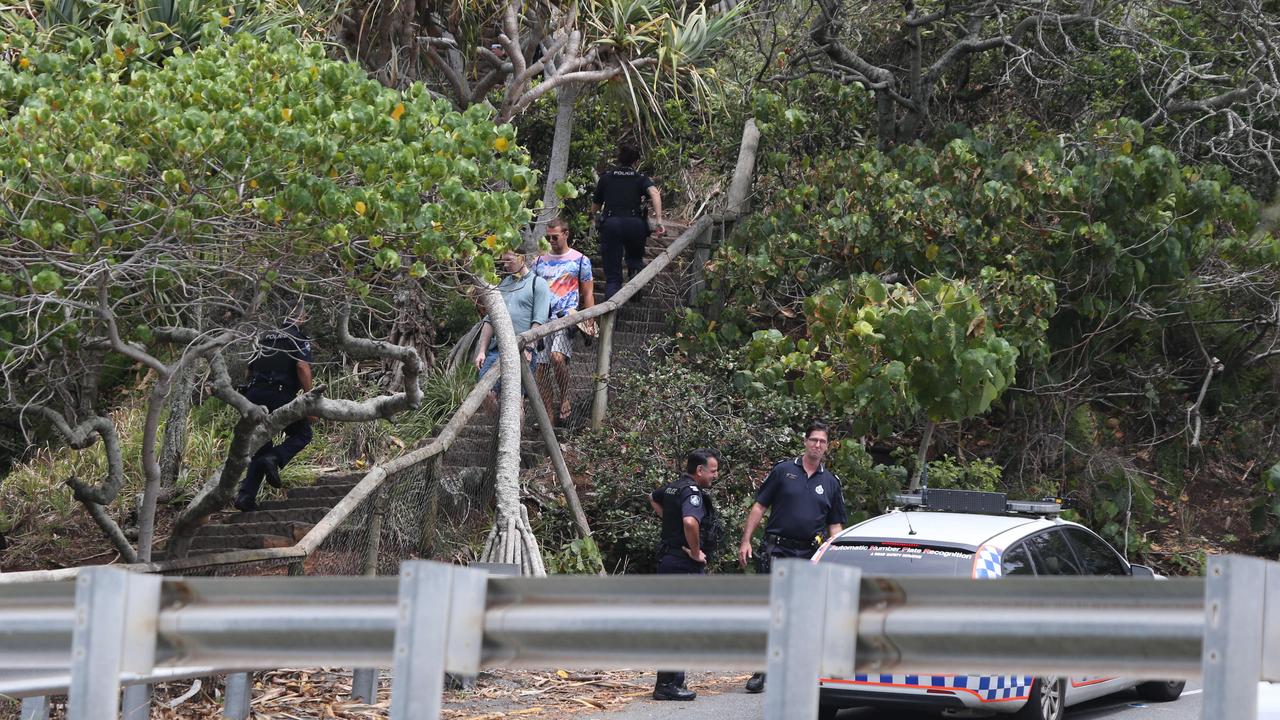 Police attending an incident at Burleigh headland. Pic Mike Batterham.