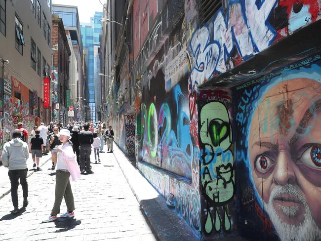 Many of the walls are covered in graffiti tags with questionable artistic merit. Picture: David Crosling