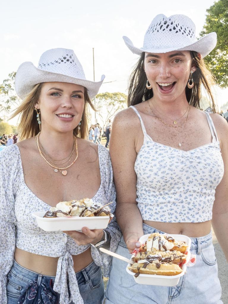 Crystal Cue and Sara Powers. Meatstock 2023 at Toowoomba Showgrounds. Saturday, April 15, 2023. Picture: Nev Madsen.