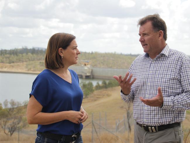 Opposition leader Deb Frecklington and Member for Burnett Stephen Bennett visit Paradise Dam, concerned that a reduction with the spillway is problematic to farmers.