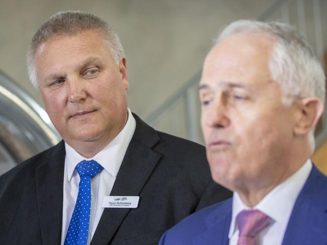 Longman LNP candidate Trevor Ruthenberg with Prime Minister Malcolm Turnbull. (AAP Image/Glenn Hunt)