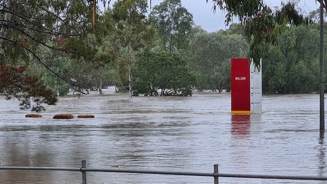 The Condamine River at Warwick is expected to peak at about 8.2m on Friday evening. Picture: Dave Kemp / contributed