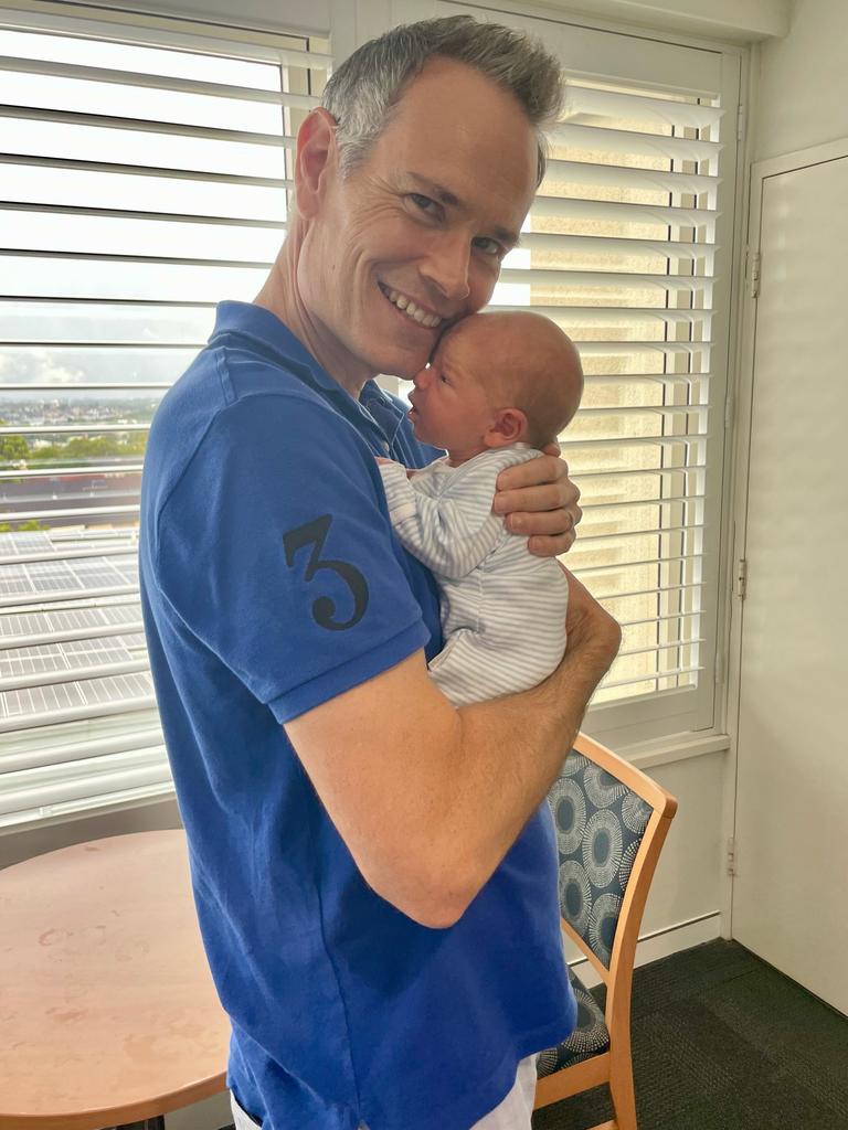 Willoughby MP Tim James with his newborn son Xavier