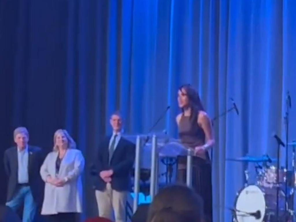 The duchess proudly introduced her husband to the stage.