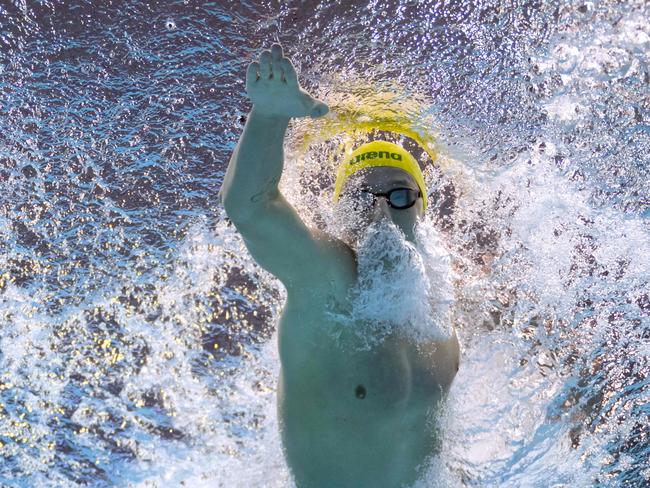 Elijah Winnington in action in Budapest. He swam the fastest time in 10 years. Picture: FranÃ§ois-Xavier MARIT / AFP