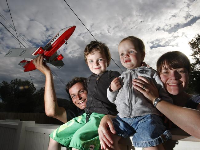 Tim and Sharna Broadbent with children Ethan, 5, and Reed, 2.