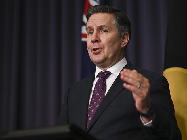 CANBERRA, AUSTRALIA  - NewsWire Photos - December 9, 2024: Minister for Health and Aged Care Mark Butler holds a press conference at Parliament House in Canberra. Picture: NewsWire / Martin Ollman