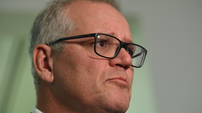 CANBERRA, AUSTRALIA - NewsWire Photos - May 30 2022: Former Prime Minister Scott Morrison speaks to media as he leaves the Liberal Party Room Meeting at Parliament House in Canberra. Picture: NCA NewsWire / Tracey Nearmy