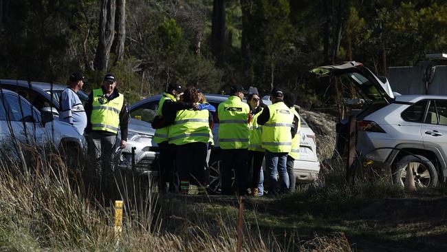 Targa volunteers near the scene of the double fatality. Picture: Zak Simmonds