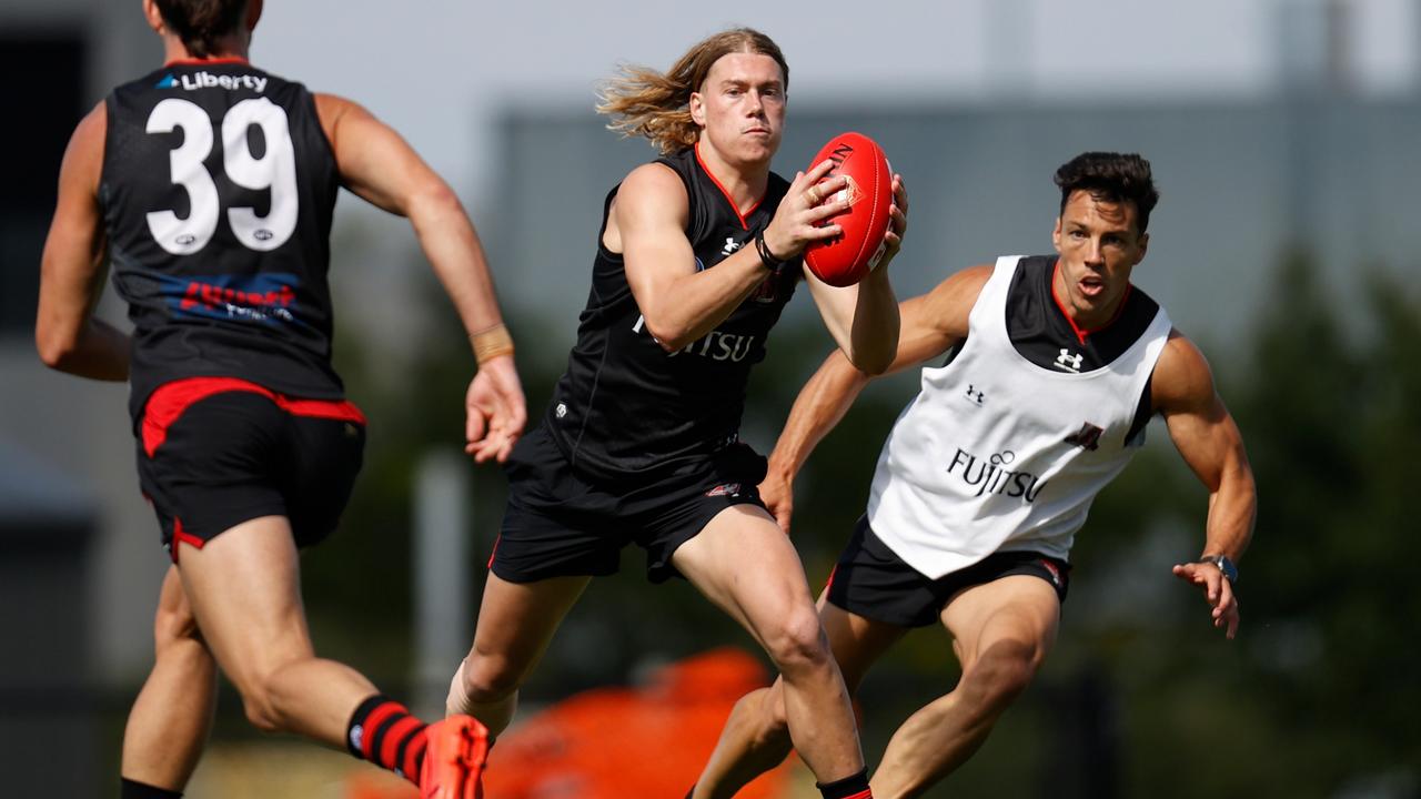 Harley Reid impressed during Essendon’s match simulation session. Picture: Michael Willson/AFL Photos