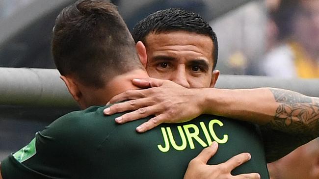 Will it be Juric, or will it be Cahill to face Peru? Picture: AAP.