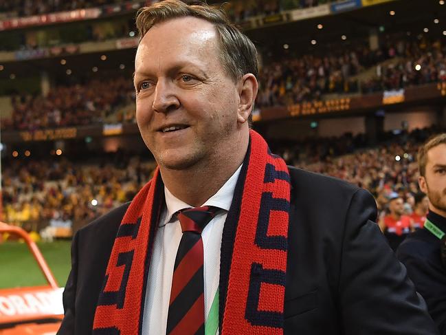 Chairman of the Demons Glen Bartlett is seen after the First Semi Final between the Hawthorn Hawks and the Melbourne Demons in Week 2 of the AFL Finals Series at the MCG in Melbourne, Friday, September 14, 2018. (AAP Image/Julian Smith) NO ARCHIVING, EDITORIAL USE ONLY