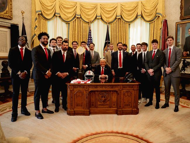 Joe McGuire with Ohio teammates and US president Donald Trump. Picture: Supplied