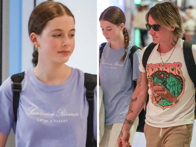 Keith Urban and his teenage daughter, Faith Kidman-Urban, 13 - who is looking more like her famous mother Nicole Kidman - were spotted at Sydney airport.